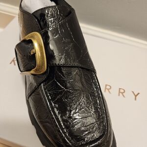 Katy Perry Black Textured Shoe with Gold Buckle